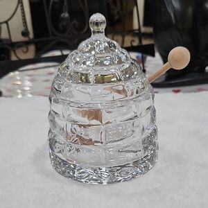 STUDIO SILVERSMITHS BEEHIVE CRYSTAL HONEY JAR